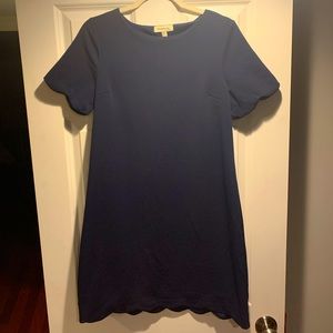 Navy shift dress with Scalloped detailing